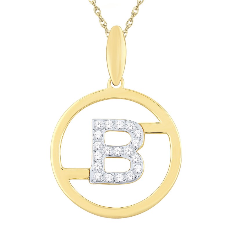 10K YELLOW GOLD INITIAL DIAMOND PENDANT  WITH 19=1.31TW SINGLE CUT H-I I1 DIAMONDS 18