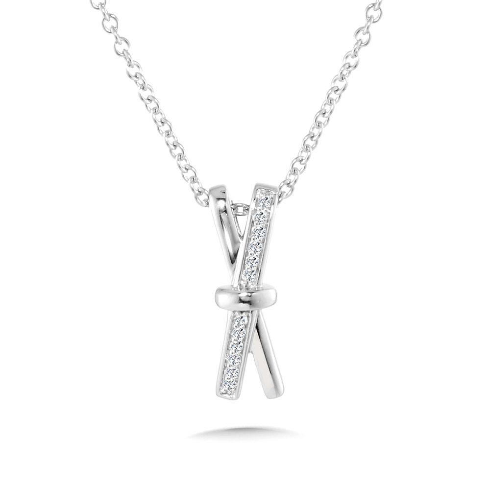 STERLING SILVER X PENDANT WITH 12 = 0.05TW SINGLE CUT H-I I1 DIAMONDS 18