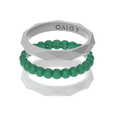 QALO STANDARD WOMEN'S 3 STACK EMERALD SHINE STACKABLE SILICONE RINGS SIZE 6