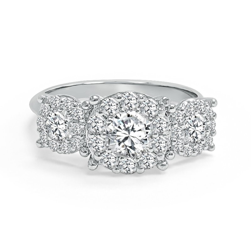 3-Stone Cluster Engagement Ring