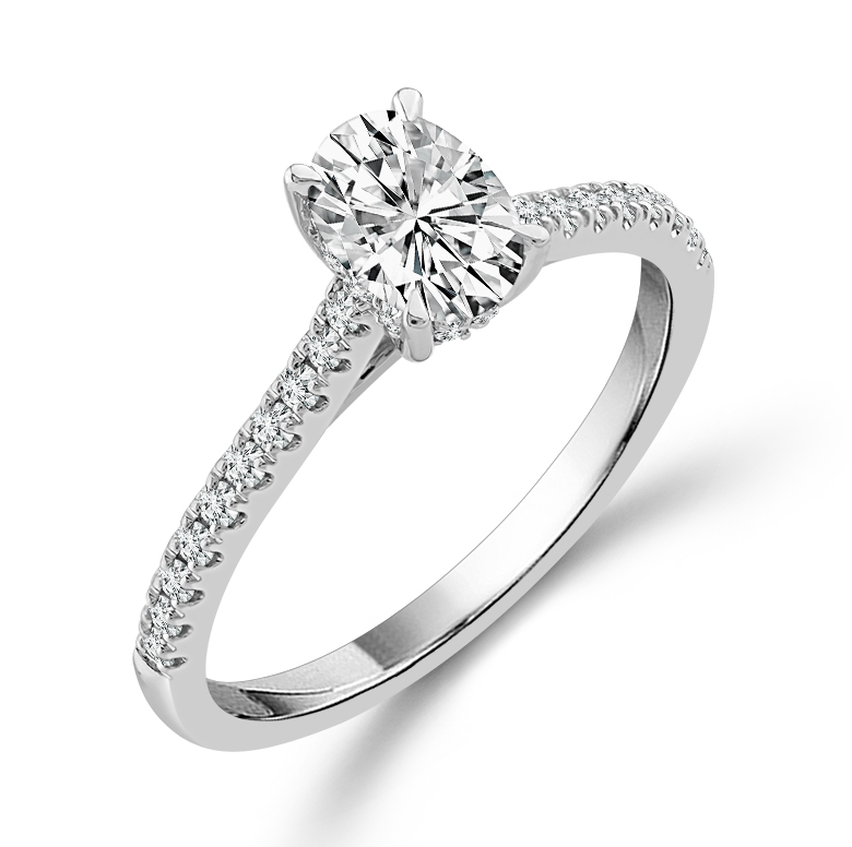 Oval Hidden Halo Engagement Ring