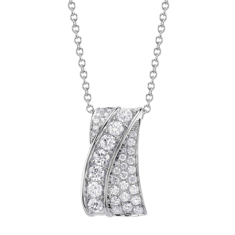 SHY CREATION 14K WHITE GOLD DIAMOND PENDANT WITH 37 0.94TW ROUND G-H SI1-SI2 DIAMONDS 18