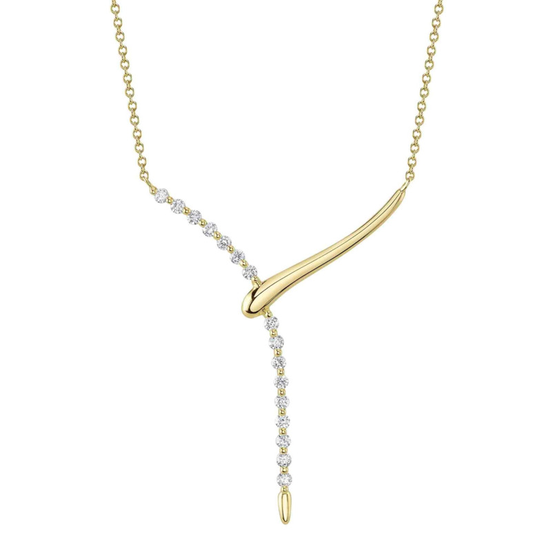 SHY CREATION 14K YELLOW GOLD DIAMOND NECKLACE WITH 16=0.31TW ROUND G-H SI1 DIAMONDS 18