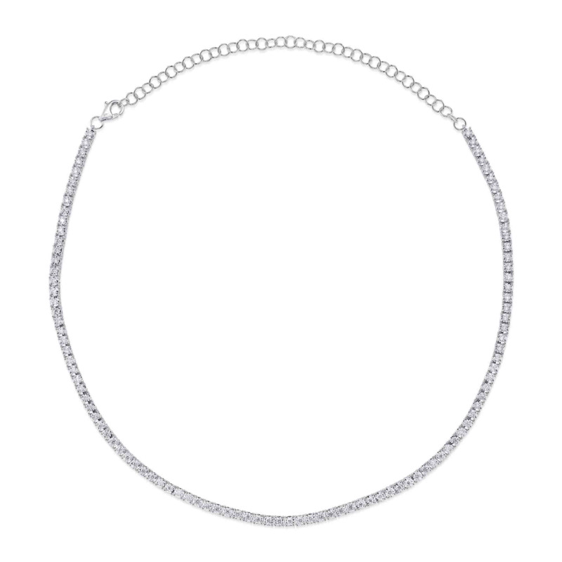 SHY CREATION 14K WHITE GOLD TENNIS DIAMOND NECKLACE WITH 102=1.50TW ROUND G-H SI1-SI2 DIAMONDS   (11.81 GRAMS)