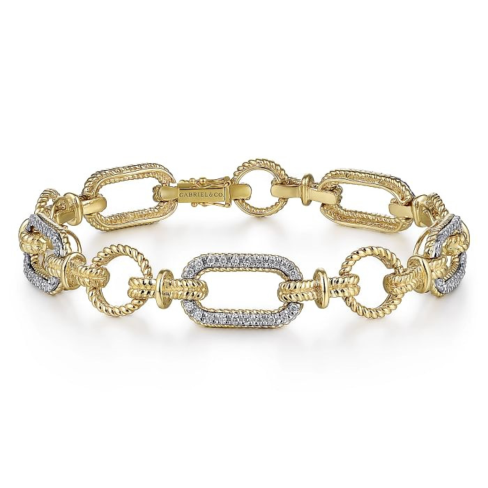 14K Yellow & White Gold Rope Chain Bracelet – Showplace