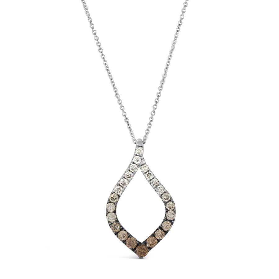 LE VIAN OMBRE' COLLECTION 14K VANILLA GOLD DIAMOND PENDANT WITH 23 = 0.63TW ROUND CHOCOLATE OMBRE' SI1 DIAMONDS 20