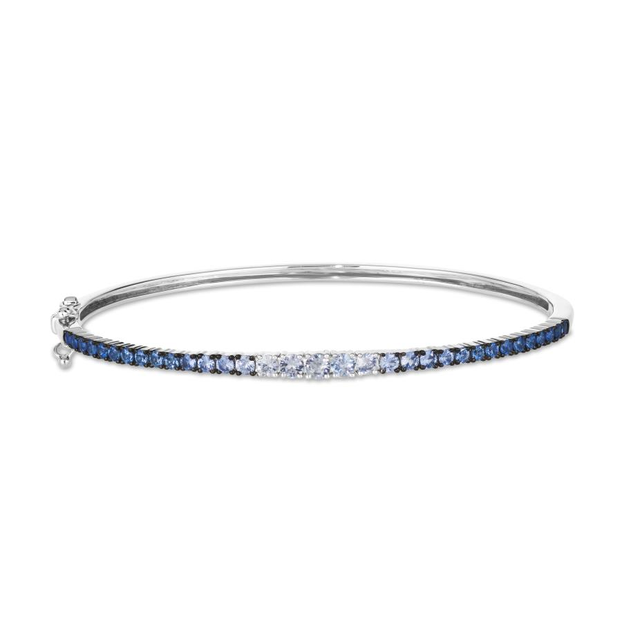 LE VIAN OMBRE' COLLECTION 14K VANILLA GOLD BANGLE BRACELET WITH 28 = 1.05TW ROUND DENIM SAPPHIRES AND 5 = 0.50TW ROUND VANILLA SAPPHIRES   (8.20 GRAMS)