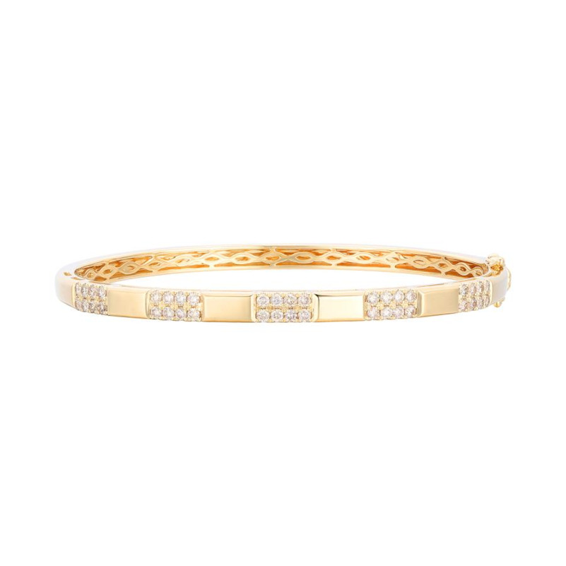 LE VIAN 14K HONEY GOLD BANGLE DIAMOND BRACELET WITH 40 = 0.84TW ROUND VS2-SI1 NUDE DIAMONDS   (13.00 GRAMS)