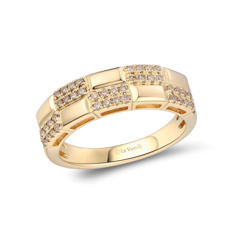 LE VIAN 14K HONEY GOLD DIAMOND FASHION RING SIZE 7 WITH 40 = 0.23TW ROUND VS2-SI1 NUDE DIAMONDS   (4.12 GRAMS)