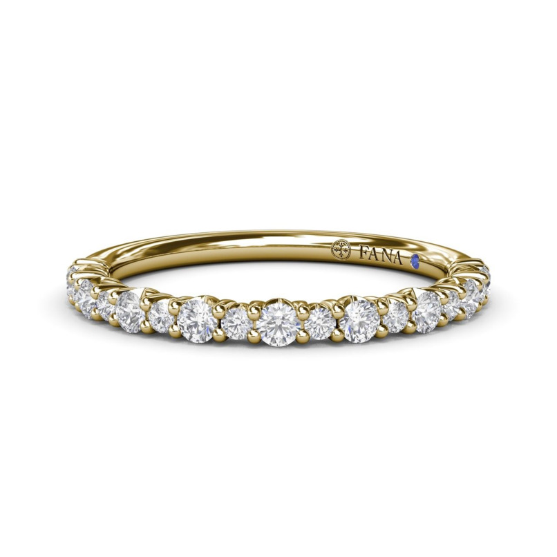 18K YELLOW GOLD SHARED PRONG DIAMOND WEDDING BAND SIZE 6.5 WITH 19 = 0.36TW ROUND F-G VS2-SI1 DIAMONDS   (2.16 GRAMS)