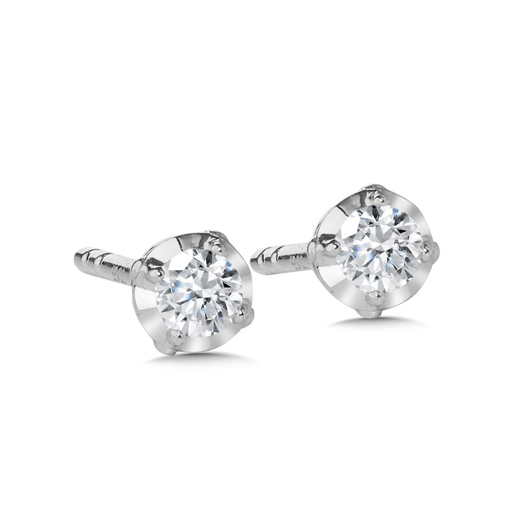 14K WHITE GOLD STUD DIAMOND EARRINGS WITH 2=0.10TW ROUND G-H I2 DIAMONDS   (0.79 GRAMS)