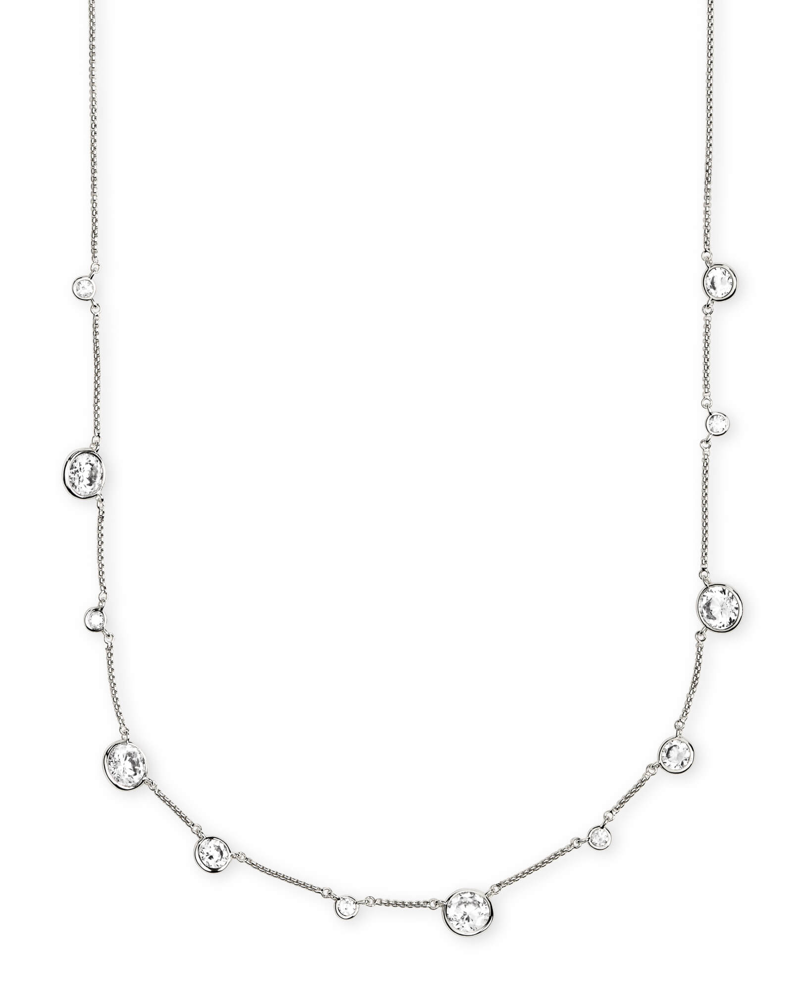 KENDRA SCOTT CLEMENTINE COLLECTION RHDOIUM PLATED FASHION NECKLACE WITH WHITE CUBIC ZIRCONIA