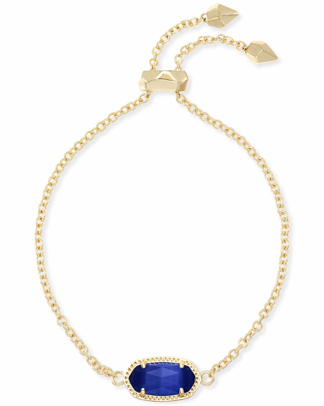 KENDRA SCOTT ELAINA COLLECTION DELICATE CHAIN BRACELET WITH COBALT CATS EYE STONE