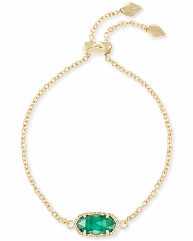 KENDRA SCOTT ELAINA COLLECTION DELICATE CHAIN BRACELET WITH EMERALD CATS EYE