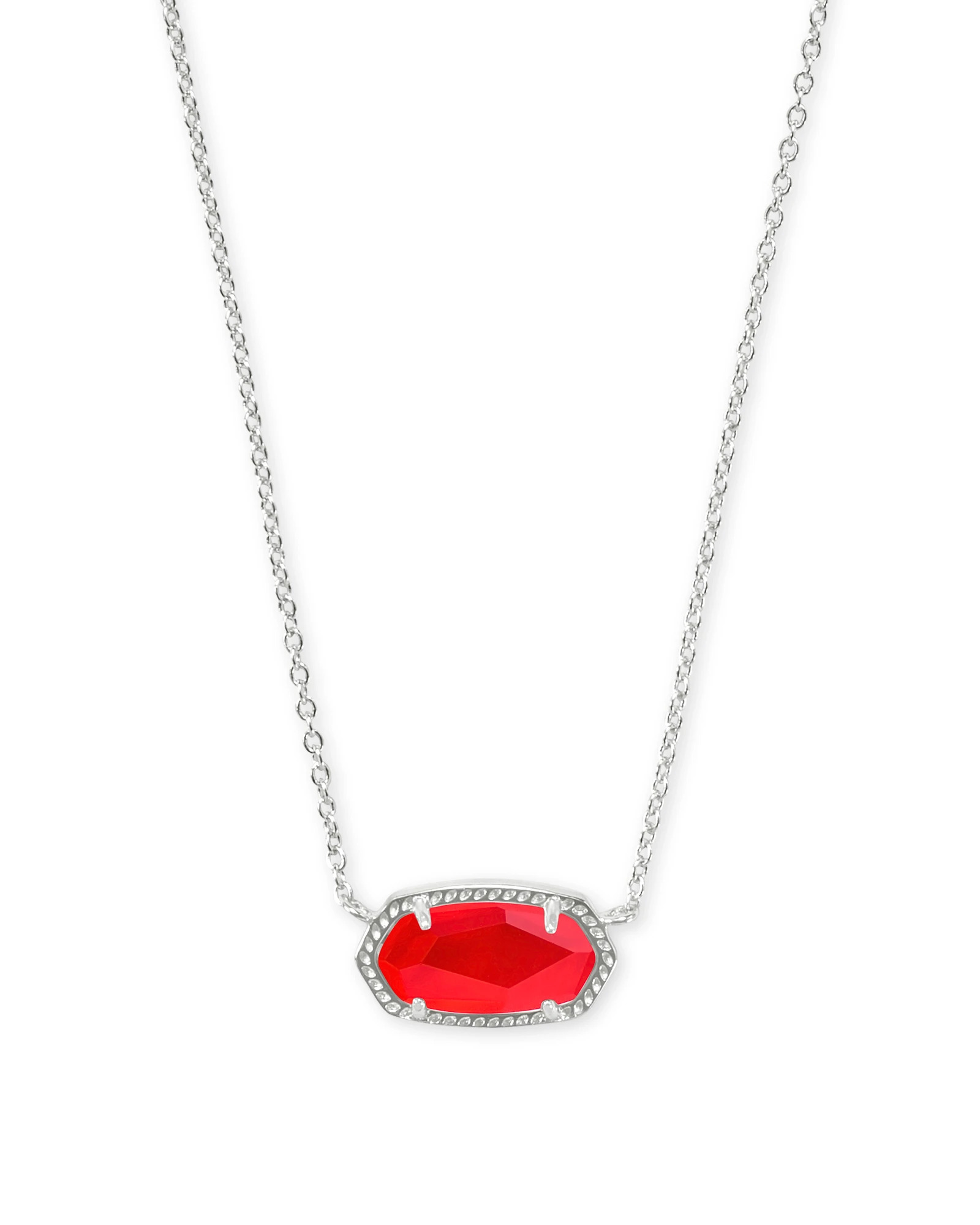 KENDRA SCOTT RHODIUM PLATED ELISA SHORT NECKLACE WITH RED ILLUSION