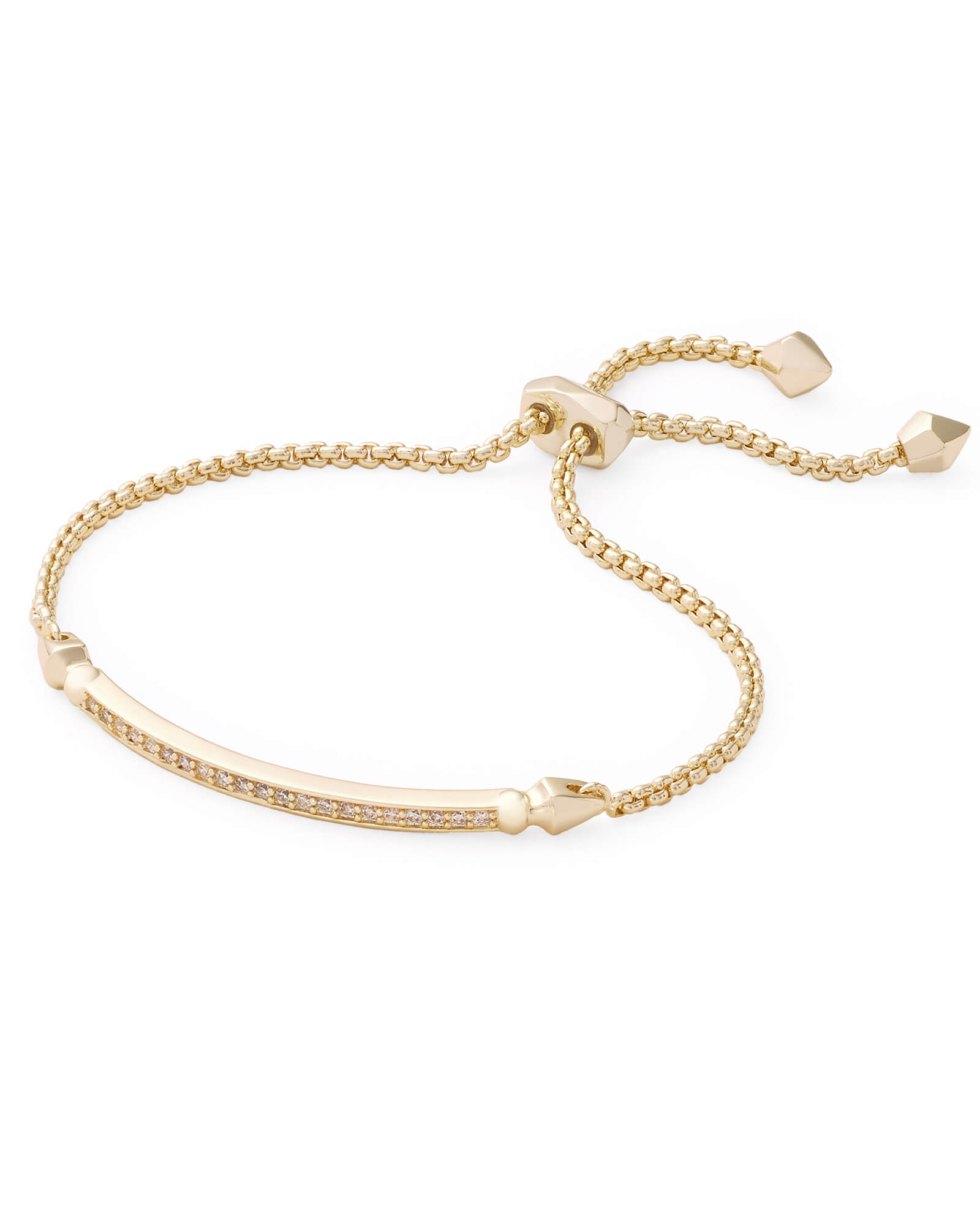 KENDRA SCOTT OTT COLLECTION 14 KARAT YELLOW GOLD PLATED BRASS FASHION BRACELET ADJUSTABLE WITH WHITE CZ