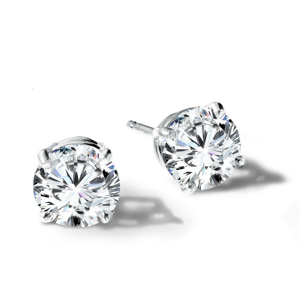 14K WHITE GOLD STUD LAB GROWN DIAMOND EARRINGS WITH 2=0.50TW ROUND F-G VS2 LAB GROWN DIAMONDS   (0.77 GRAMS)