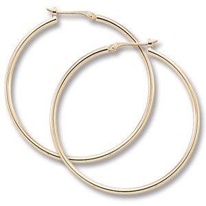 14 KARAT YELLOW GOLD HOOP EARRINGS 1.5MM X 30MM