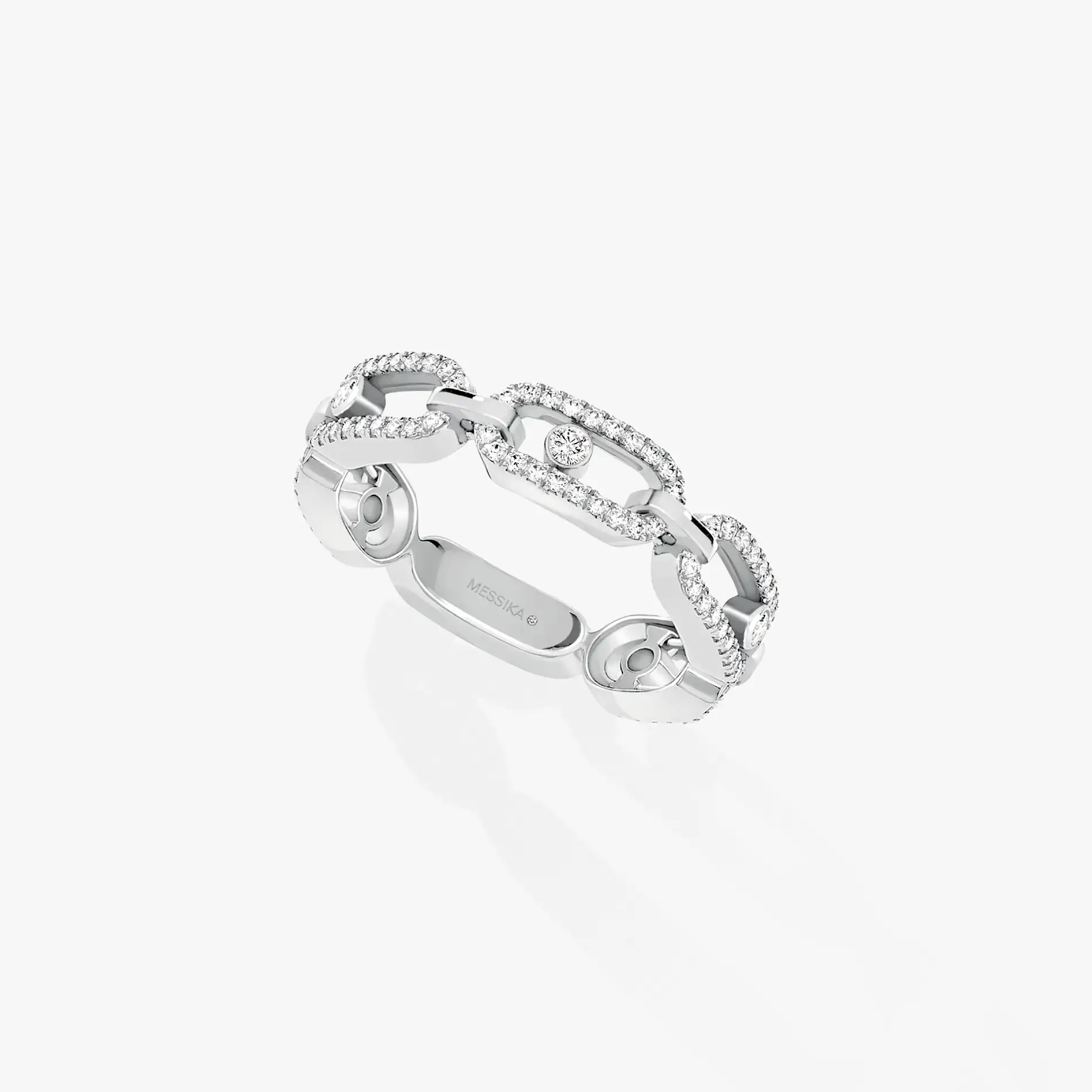 18kt Move Link Multi Pave Ring - 12012-WG-53