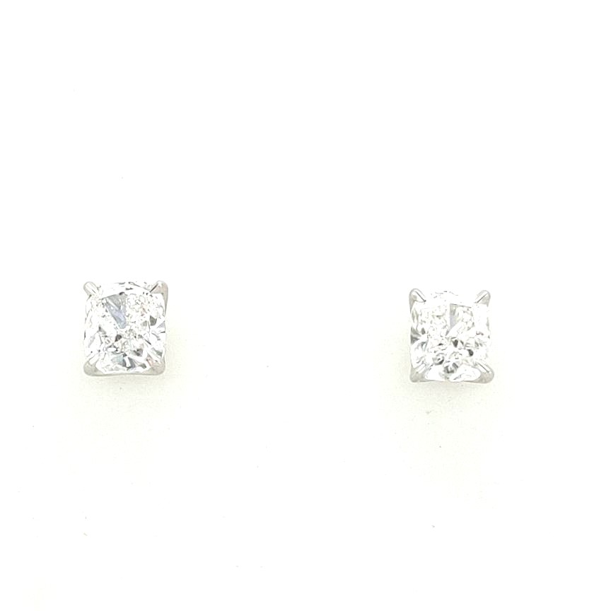 Classic Cushion Cut Diamond Stud Earrings with Diamond Halo –  KristinaTruDiamonds