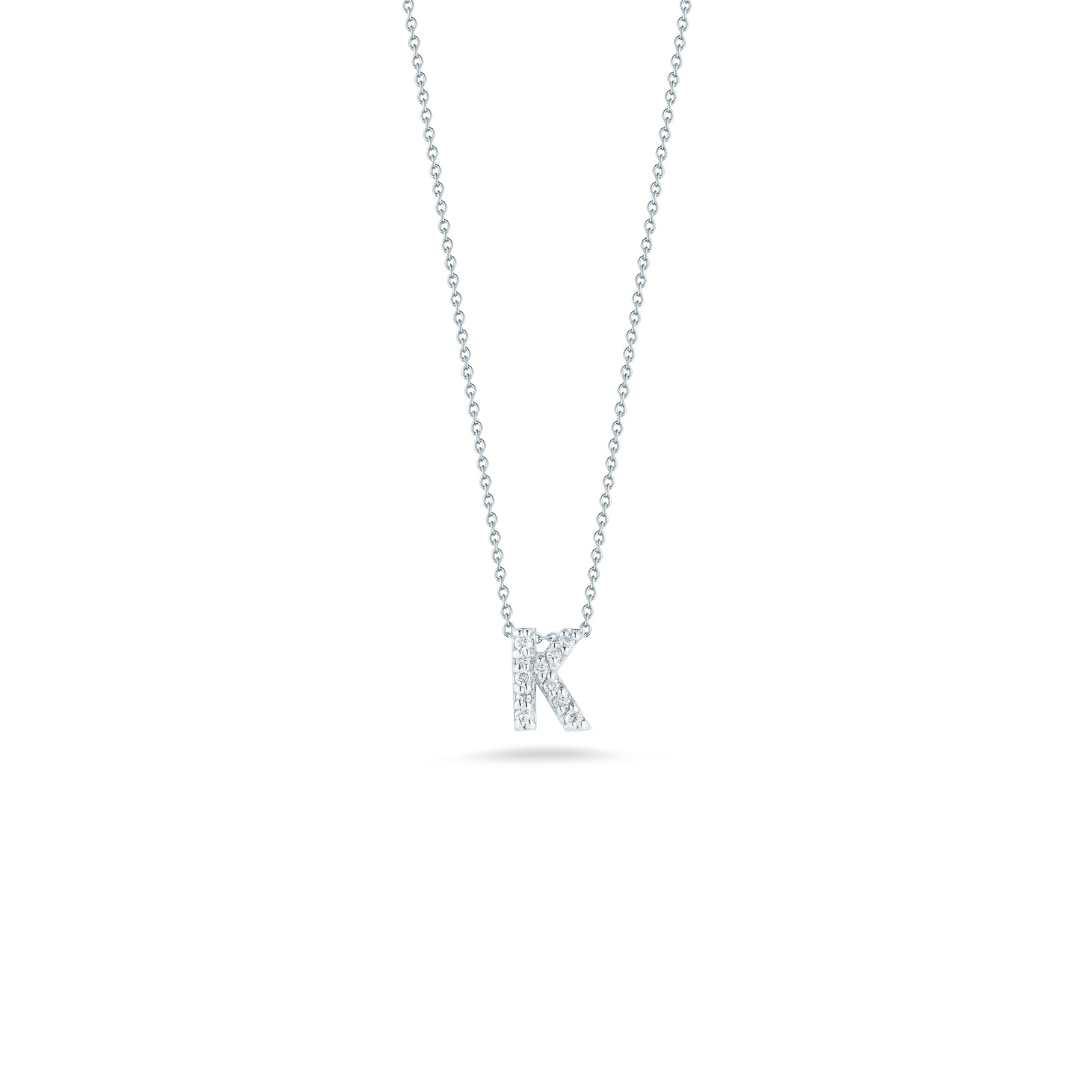 Roberto Coin 18kt White Gold Diamond 'K' Initial Necklace