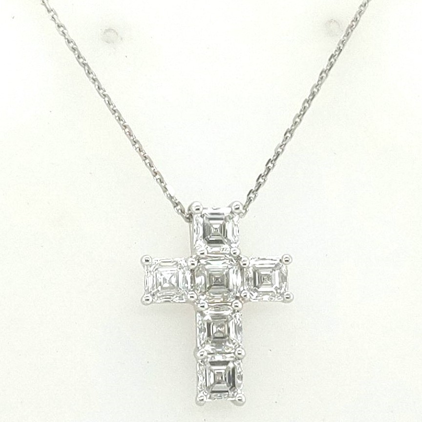 White Cubic Zirconia Platinum Over Sterling Silver Cross Pendant With Chain  1.00ctw - BJH936 | JTV.com