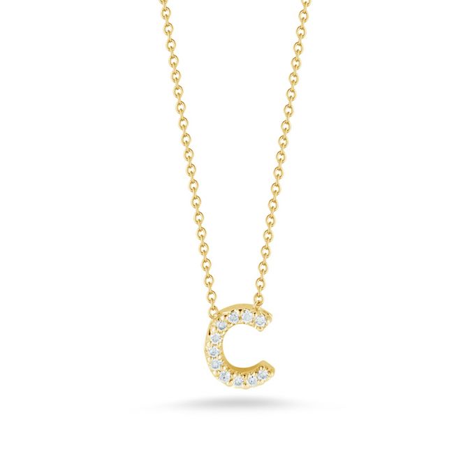 Roberto Coin 18kt White Gold Diamond 'C' Initial Necklace