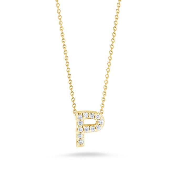 Roberto Coin 18kt Yellow Gold Diamond 'P' Initial Necklace
