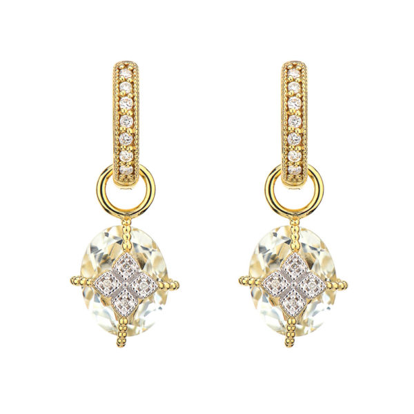 18kt Lisse Oval Stone Kite Lacey Earring Charms