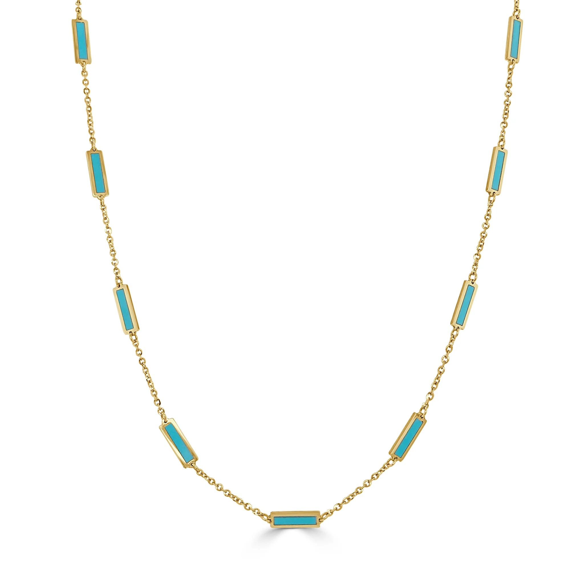 Korman Signature 14kt Yellow Gold & Turquoise Station Necklace