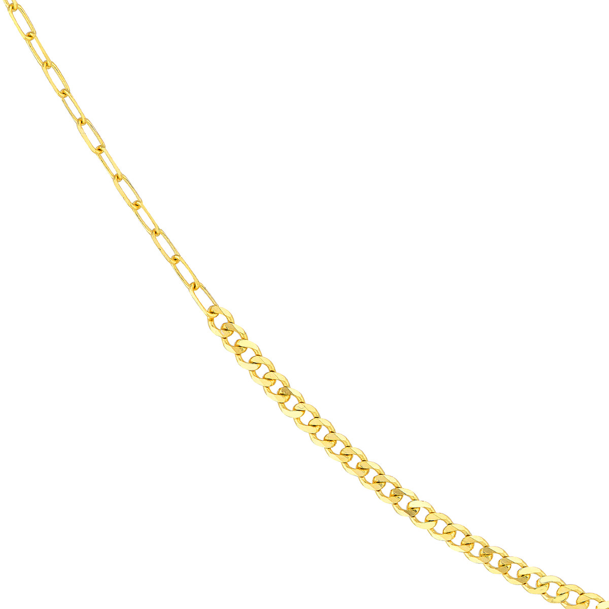 14kt Half Curb Half Paperclip Chain Bracelet - 001-430-01052