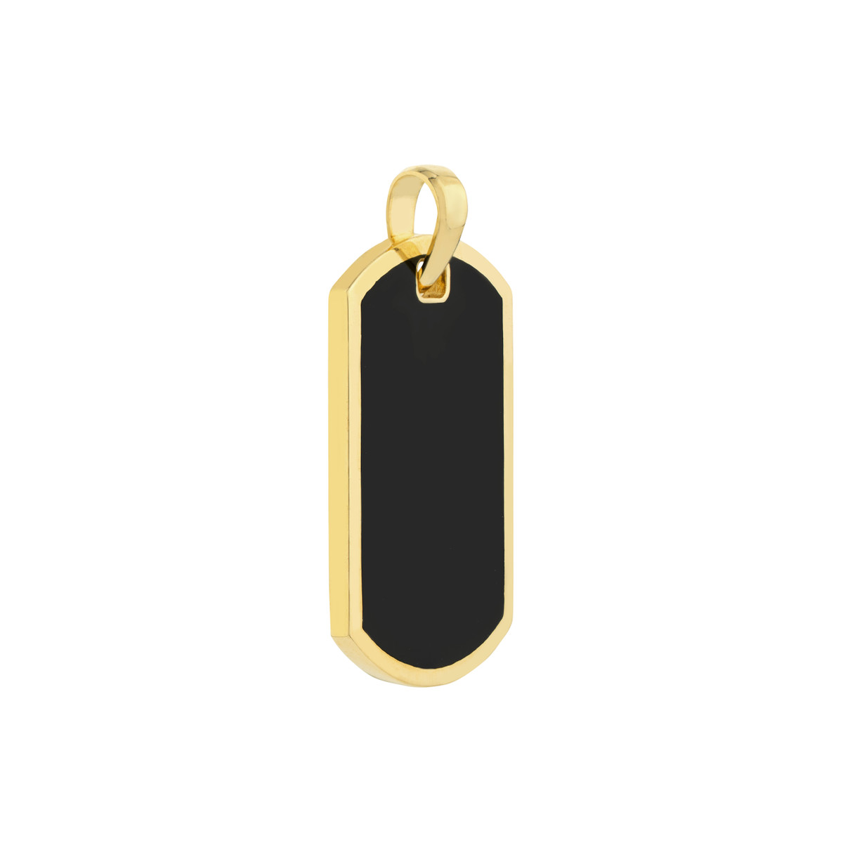 Korman Signature 14kt Yellow Gold  Black Enamel Dog Tag Pendant