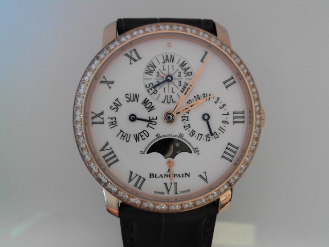 Blancpain Villeret Quantieme Day Perpetual Calendar Mm K Red Gold Case White Enamal Dial