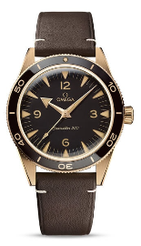 Omega Seamaster 300 Co-axial Master Chronometer 41mm 9kt Bronze Gold Brown Dial Brown Leather Strap 23492412110001 Serial #83281632