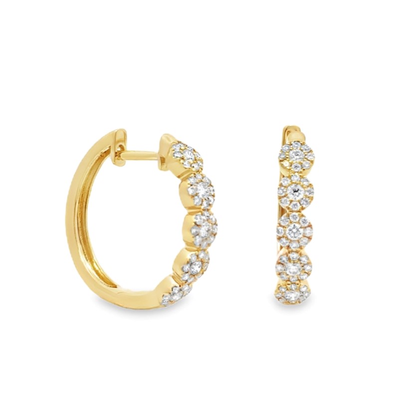 Diamond Cluster Hoop Earrings