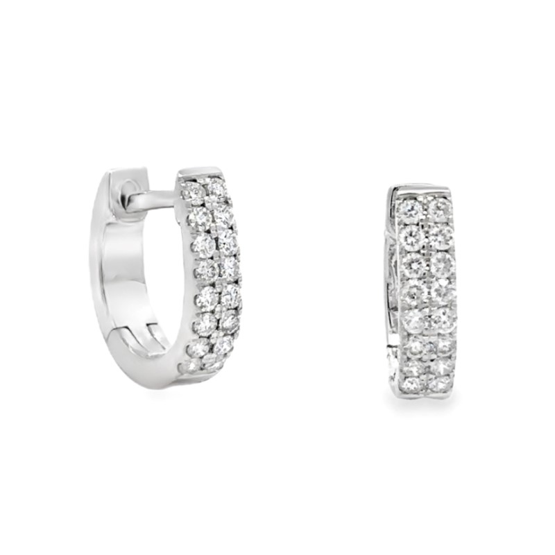 2 Row Diamond Huggie Earrings