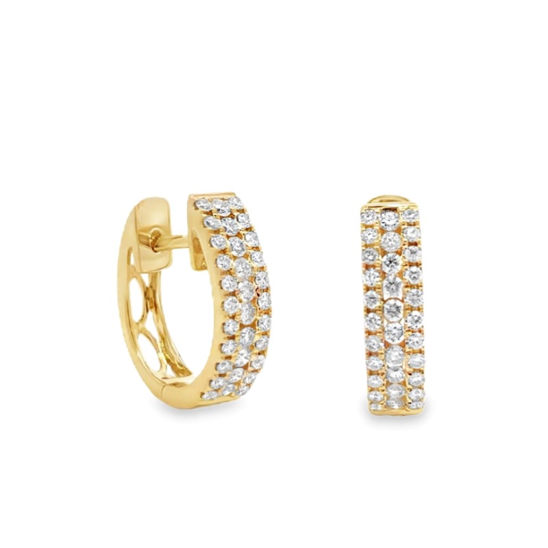 3 Row Oval Diamond Huggie Earrings