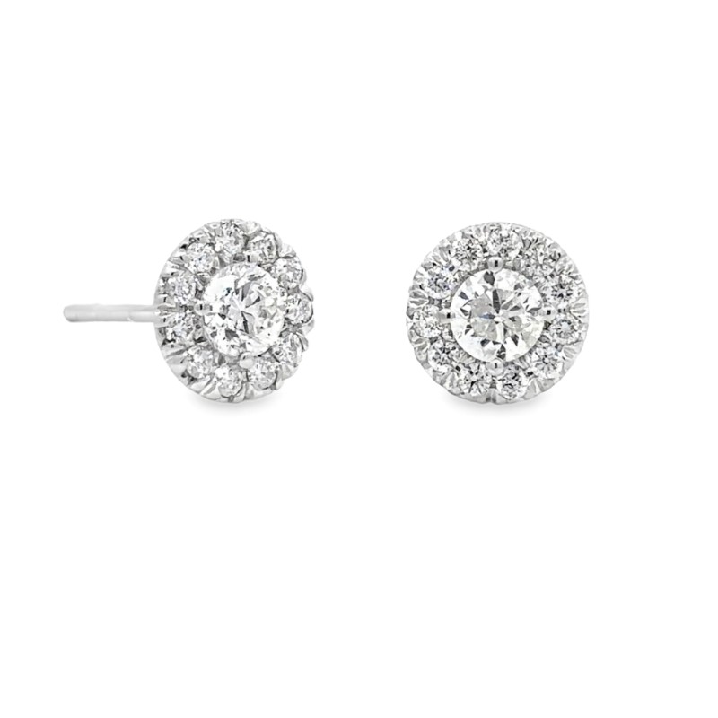 0.75ct Diamond Halo Stud Earrings