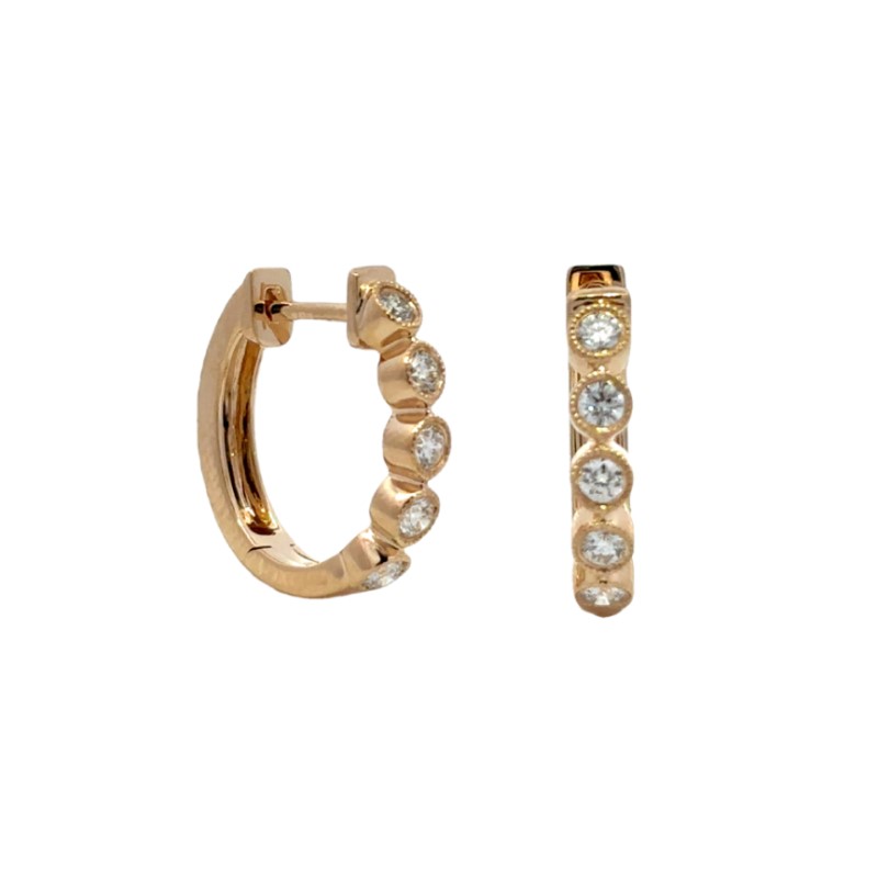 Bezel Set Diamond Huggie Earrings