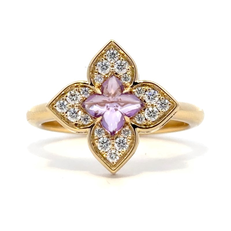 Roberto Coin Amethyst and Diamond Venetian Princess Ring