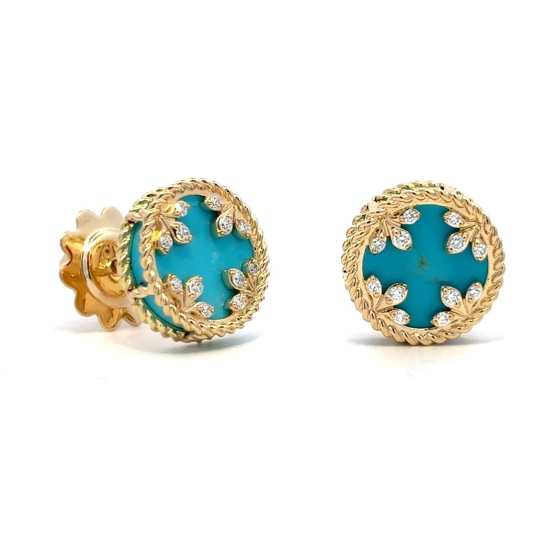 Roberto Coin Turquoise Venetian Medallion Stud Earrings