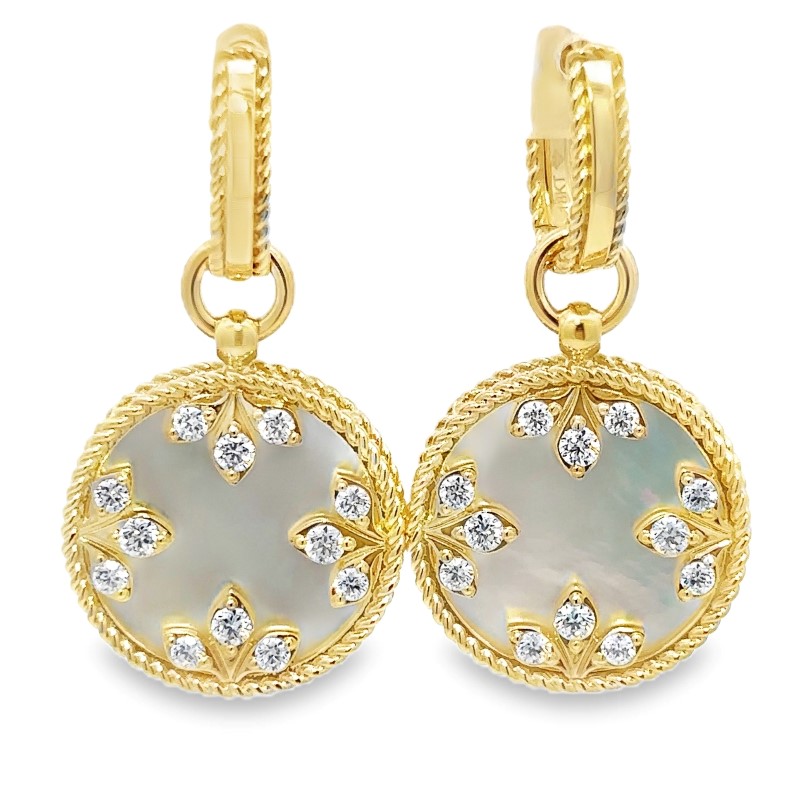 Roberto Coin Mother of Pearl Venetian Medallion Drop Earrings