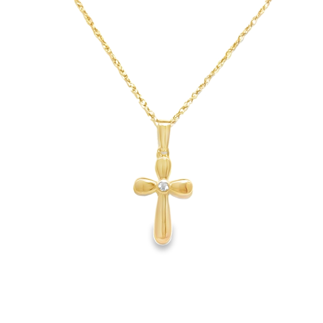 Kiddie Kraft White Topaz Domed Cross Pendant Necklace