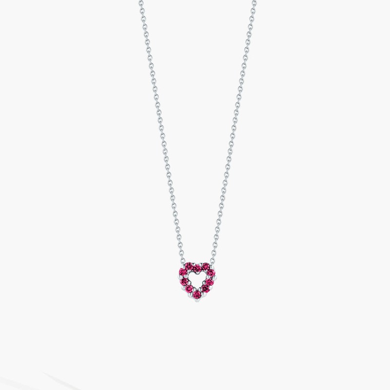 Roberto Coin Reversible Pink Sapphire And Diamond Heart Pendant Necklace