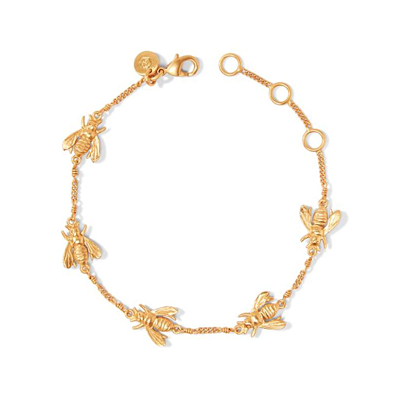 Julie Vos 24 Karat Gold Plated Bee Bracelet Measuring 7 Inches Long Adjustable To 6 Inches