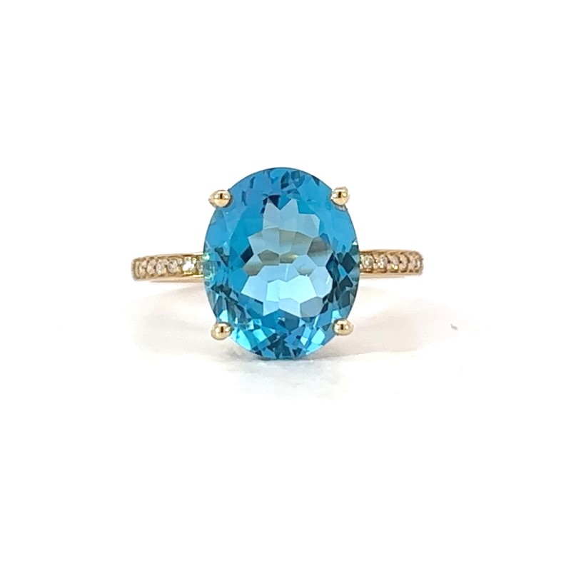 Oval Swiss Blue Topaz And Diamond Ring