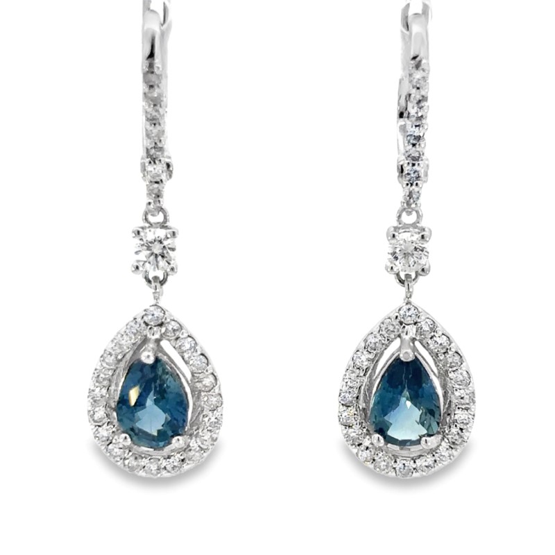 Blue Sapphire And Diamond Dangle Earrings