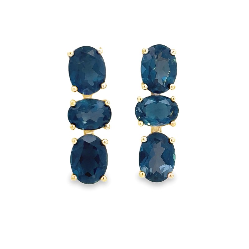 Oval London Blue Topaz Drop Earrings