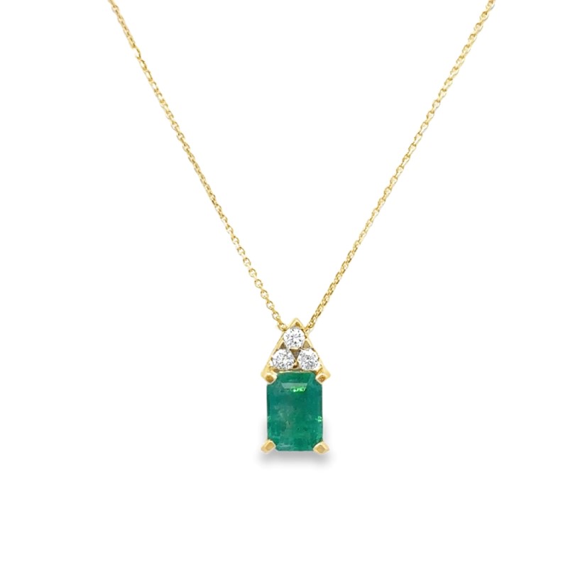 Emerald And Diamond Pendant Necklace