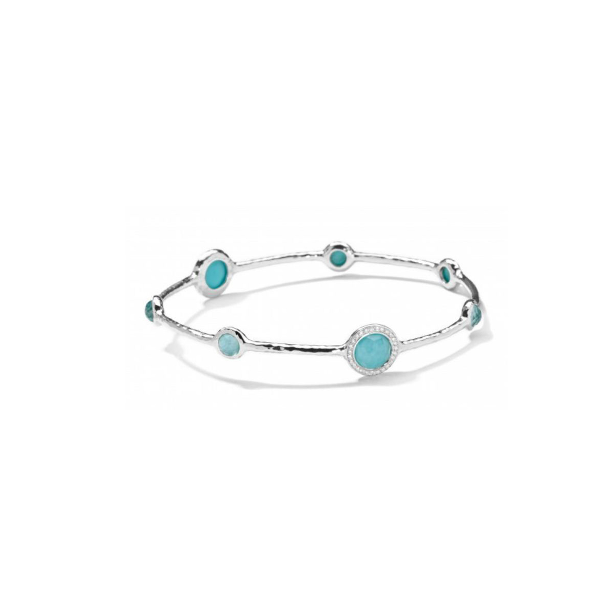 Ippolita Sterling Silver Rock Candy Swiss Turquoise & Diamond Bangle